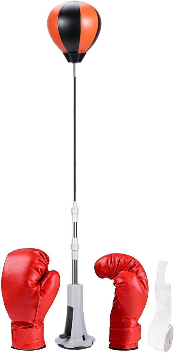 Boksbal met standaard - Staande boksbal - Fitness training - Zuignap basis - 100-150 cm - Zwart