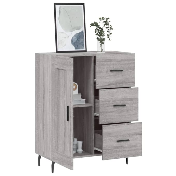 vidaXL - Dressoir - 69,5x34x90 - cm - bewerkt - hout - grijs - sonoma - eikenkleurig