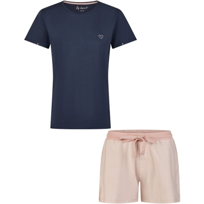 By Louise Essential Dames Korte Pyjama Set Shortama Blauw - Maat M