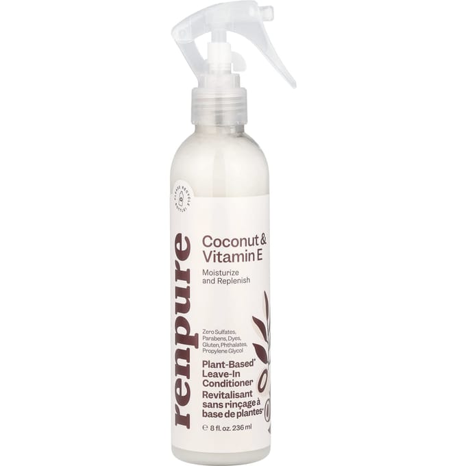 Renpure, Vegan Leave-In Conditioner, Kokosnoot en Vitamine E, 8 fl oz (236 ml) white
