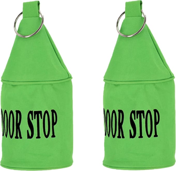 Esschert deurstopper Neon - 2x - 2,5 kg - canvas - groen - 13 x 13 x 28.5 cm