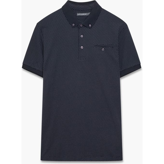 French Connection Micro Dot Polo Marine/white Taglia: S | Polo Outlet | Uomo | Bianco