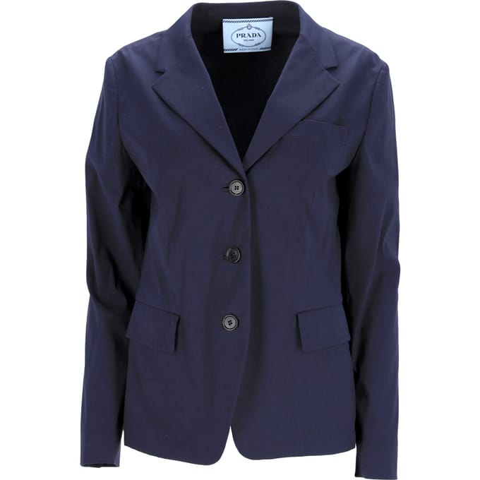 Prada Effen Blazer in Marineblauwe Katoen