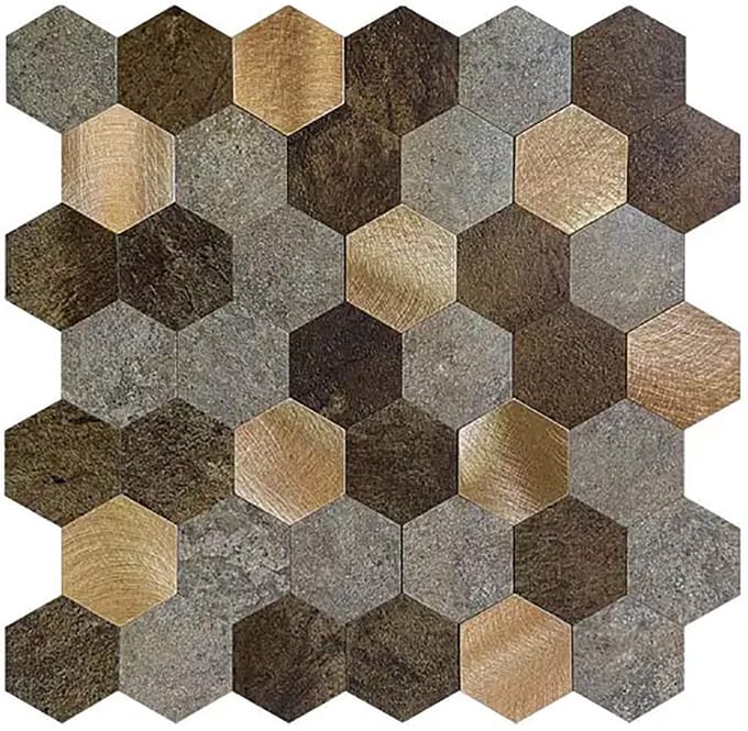 Zelfklevend Mozaïek Hexagon Koper