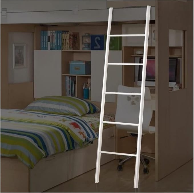 Stapelbedladder - Hoogslaper ladder - Veilig Bed In - Verstelbare Haken - 1.8 Meter - Wit