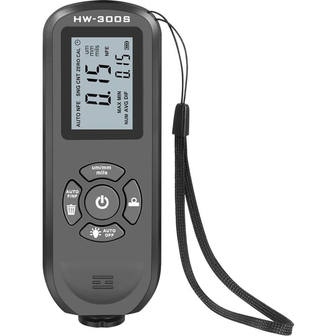 HW-300S Laagdiktemeter Hoge nauwkeurigheid Digitale verffilmdiktetester LCD-achtergrondverlichting horizontal screen zwart