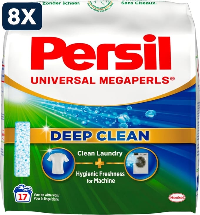 8 x Persil Universal Megaperls - Waspoeder - Witte en Gekleurde Was - 17 Wasbeurten