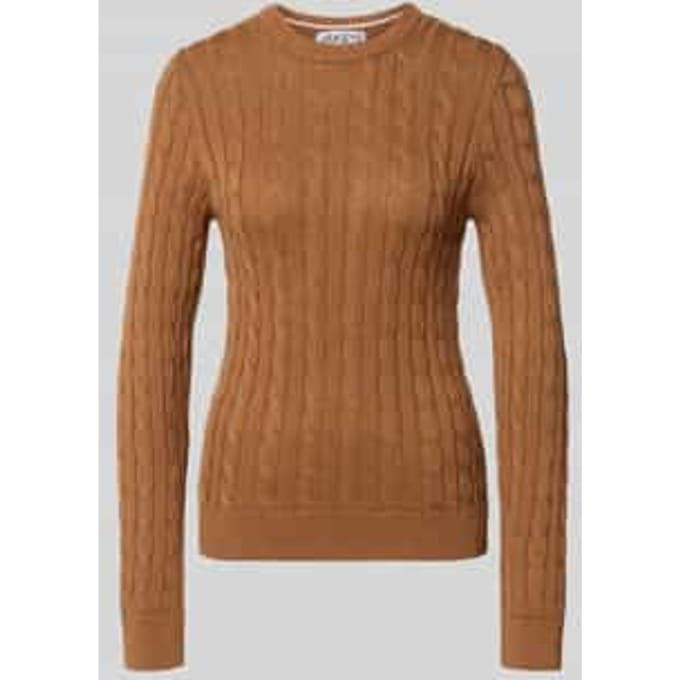 Gebreide pullover met kabelpatroon en ronde hals