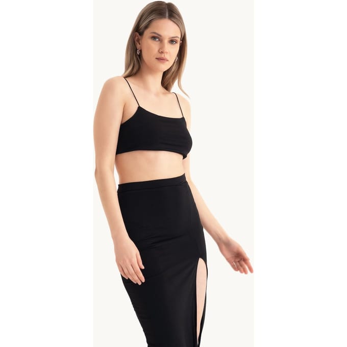 Spaghetti Band Cami Top en Maxi Rok met Zijsplit Set