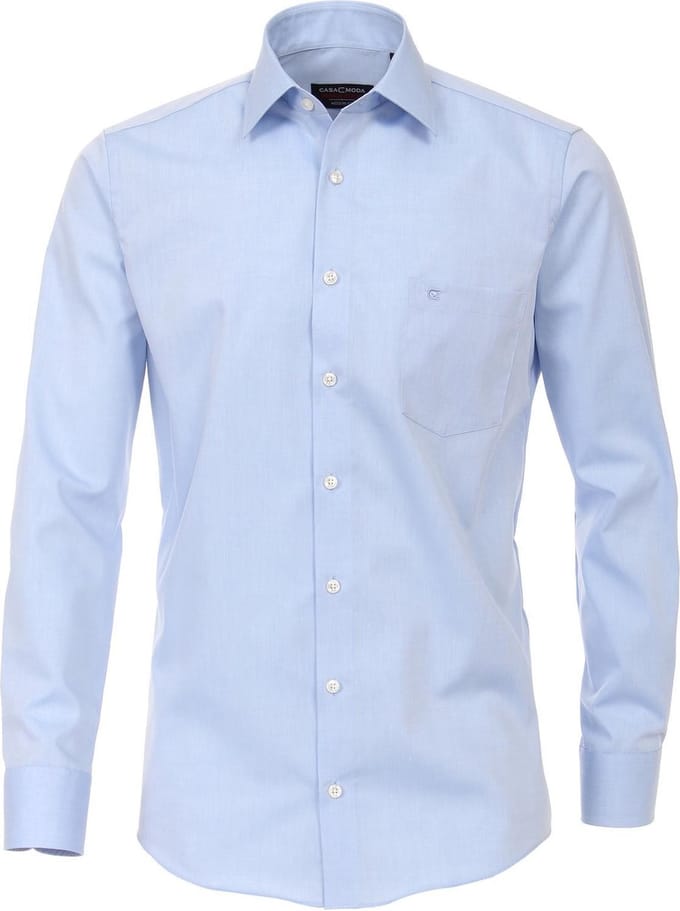 CASA MODA modern fit overhemd - popeline - blauw - Strijkvrij - Boordmaat: 43