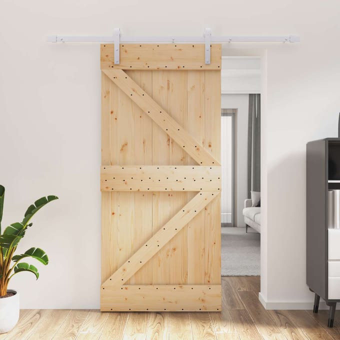 vidaXL - Schuifdeur - 95 - x - 210 - cm - Massief - Pine - Hout - (Onbehandeld)