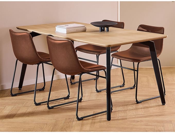 Eetkamerset Harvey Eiken PU Brandy 160cm - Giga Living