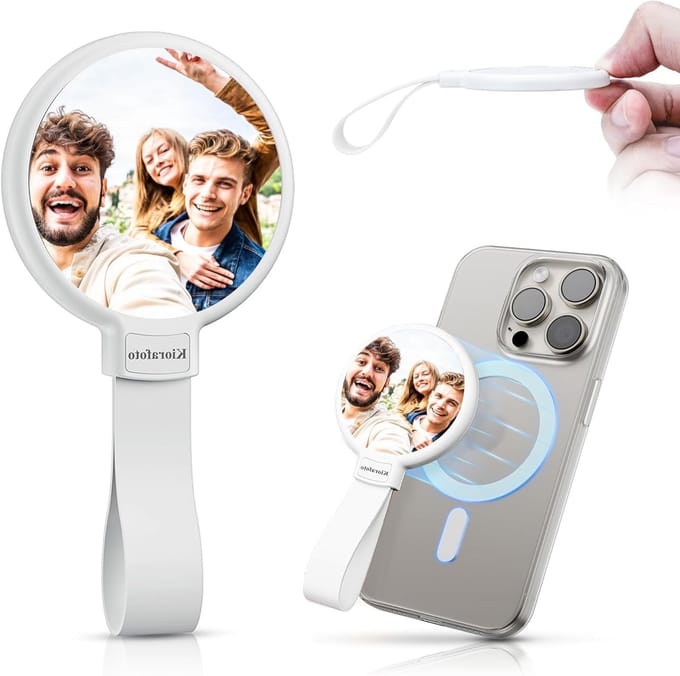 Magnetische Telefoon Spiegel in Wit - Ideaal voor Selfies, Make-up en Dagelijks Gebruik