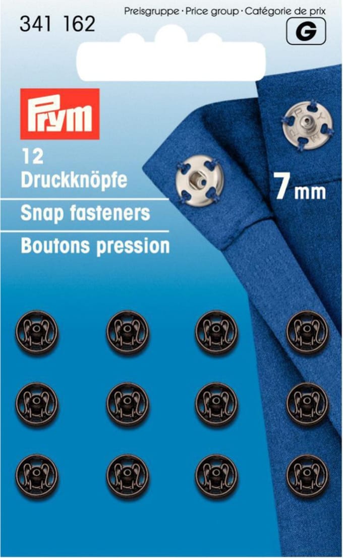 Aannaaidrukknopen 7 mm zwart 12st.
