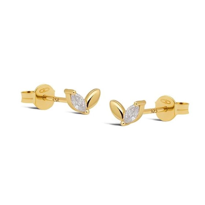 Karma Oorknoppen Zirkonia Leaf Iris Goud
