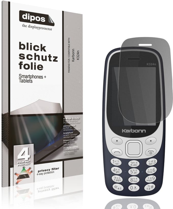 dipos – Matte Privacy Screenprotector geschikt voor Karbonn K324n | Anti-Spy Beschermfolie