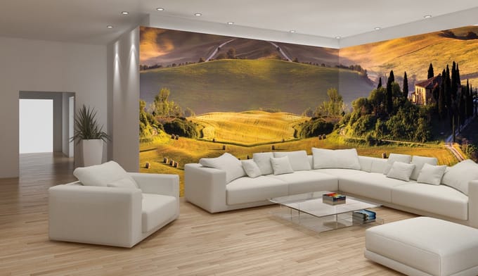 Fotobehang Vlies Natuur | Groen, Geel | GROOT 624x219cm