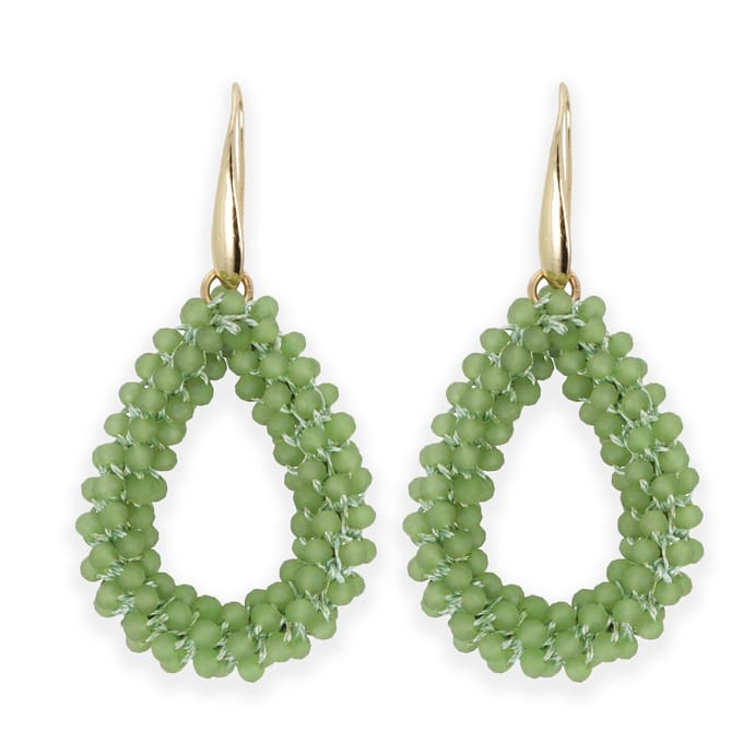 Lajetti - Druppel Oorbel Groen - Dames Oorbellen - Beaded Earrings