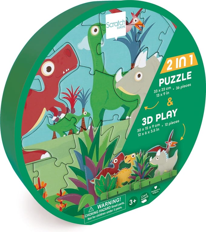 SCRATCH Play Puzzel 3D - Dinosaurus - 33X23,1Cm - 32 Stukjes - 3 Jaar