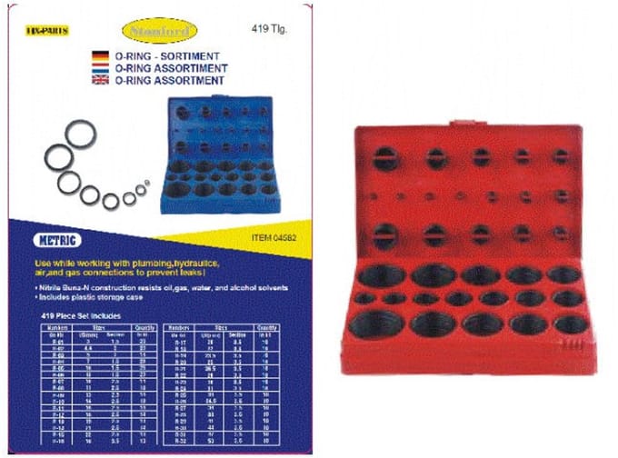 Dichtingsringenset Metrische O-ring in cassette 419 Delig