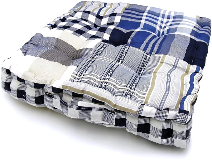 Lavandoux Vloerkussen - Box-kussen - 38 x 38 cm - Blauw - Patchwork