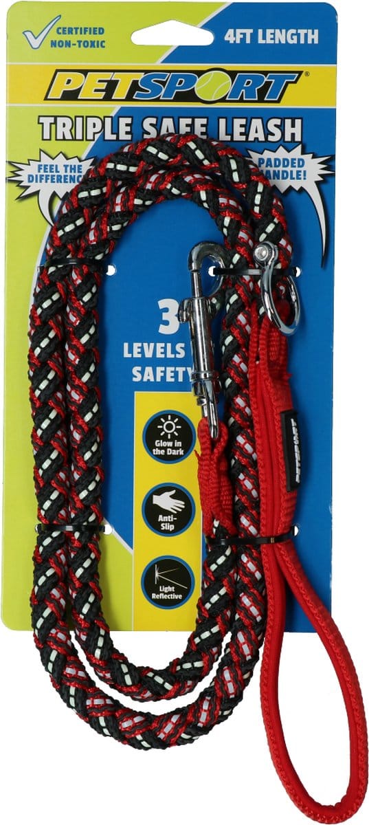 PetSport Triple Safe Leash Blauw Rood - 1,8 meter
