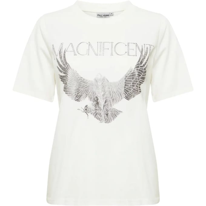 Dames-T-shirt met metallic print Pulz Jeans Maddie