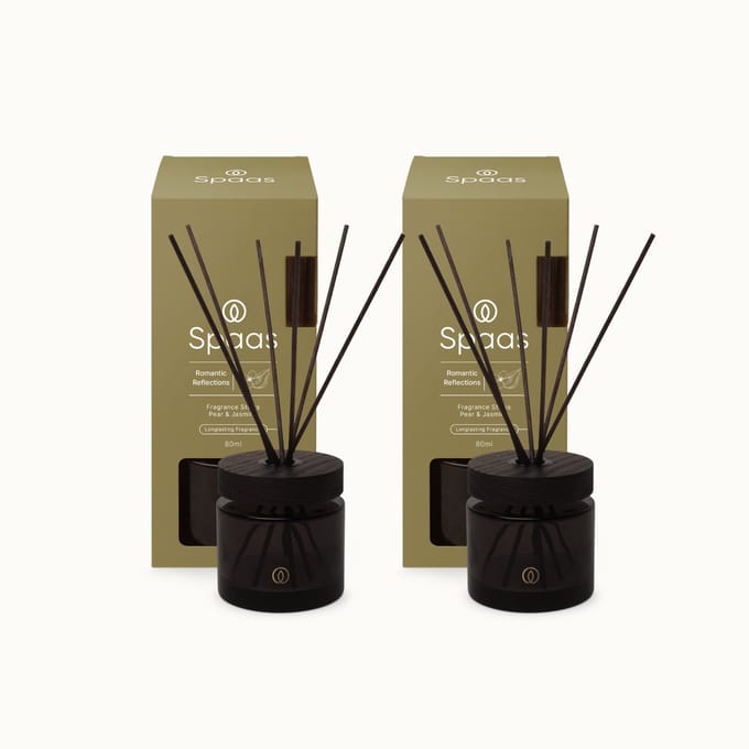 Spaas Reed diffuser - Set van 2 Geurstokjes - Peer en Jasmijn - 80ml - Romantic Reflections