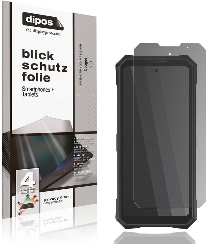 dipos – Matte Privacy Screenprotector geschikt voor Doogee V50 | Anti-Spy Beschermfolie