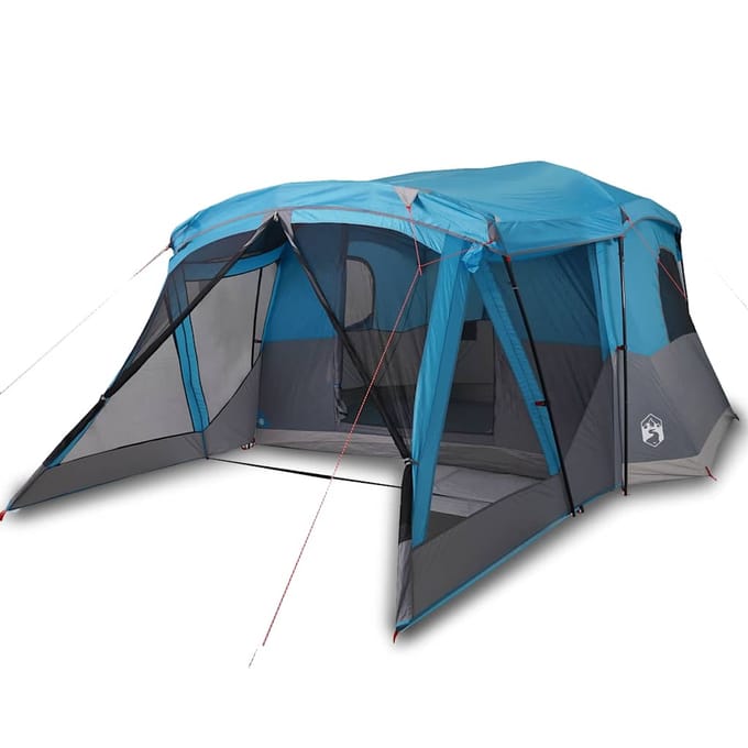 Tente de camping 4 personnes avec auvent Bleu Imperméable