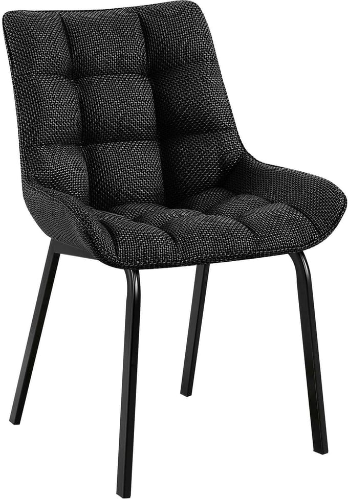 CLP Saranda Eetkamerstoel - klassiek - met zwart metalen frame - met rugleuning - Stof/titanium grijs