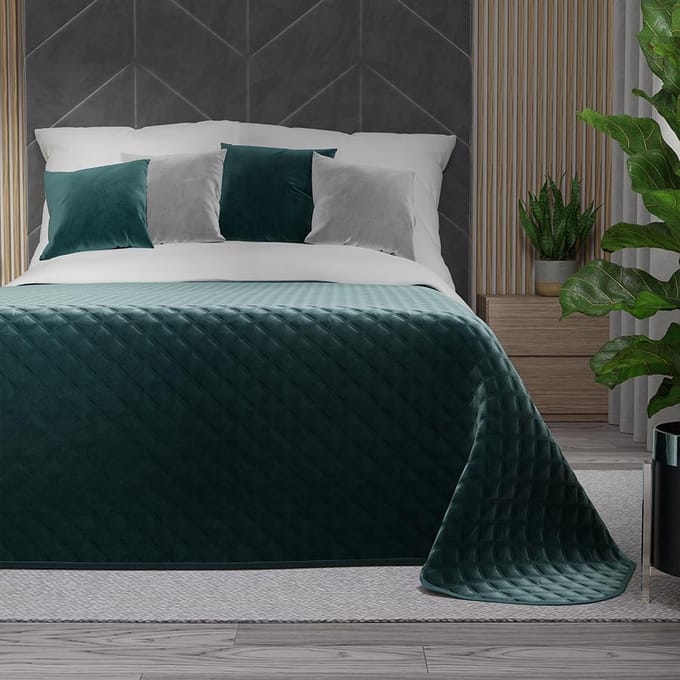 Decoratieve Plaid VELVI 170x210 cm - Petrol, Geometrisch Patroon