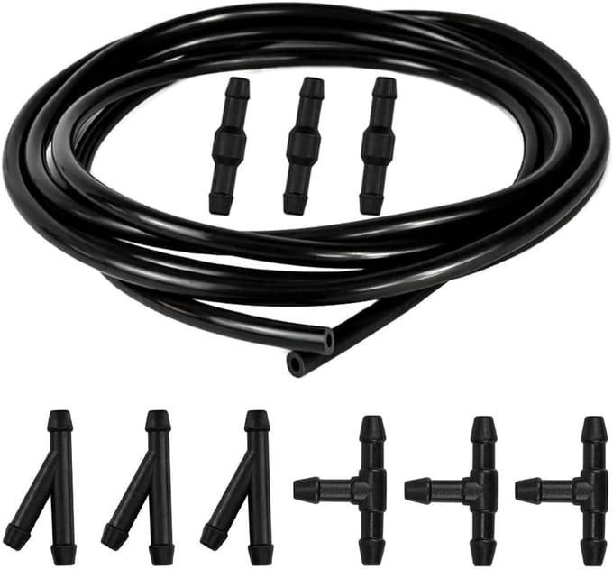Ruitensproeierslang Set - Slang Connectoren Kit - Auto Onderhoud - Universele Toepassing - 3 Meter - Zwart