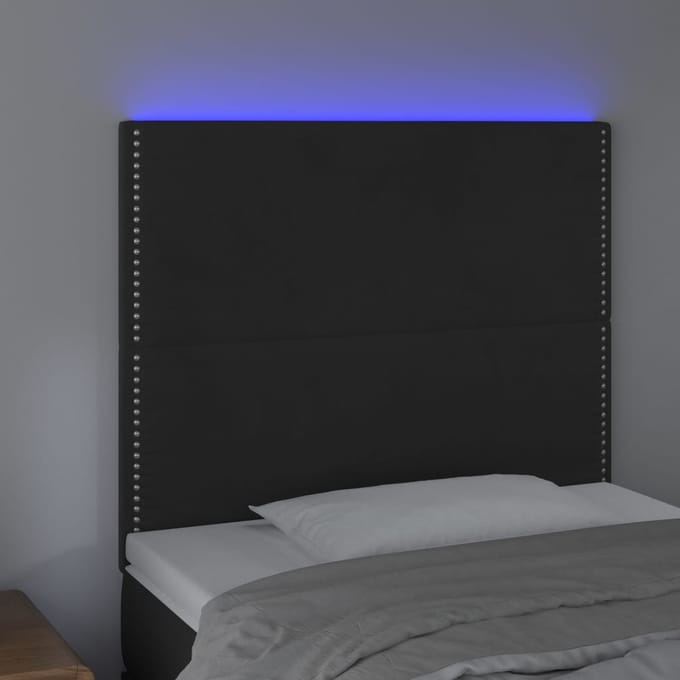 vidaXL - Hoofdbord - LED - 100x5x118/128 - cm - fluweel - zwart