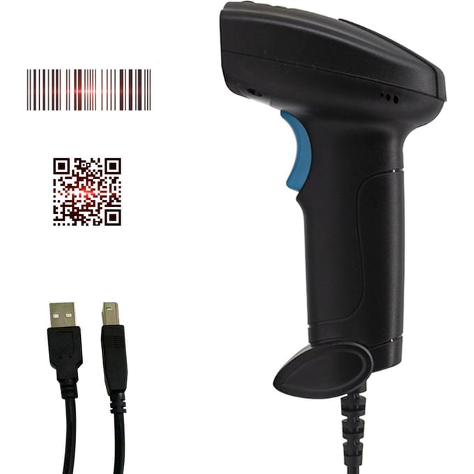 Scanner de codes-barres 1D 2D portable, lecteur de codes-barres sans fil USB, déclencheur manuel/balayage continu automatique U-2 noir