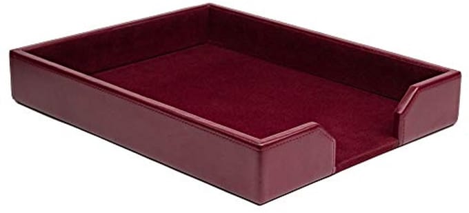 Leren Documentenbakje in Bordeauxrood - 13.5 x 10.5 x 2 inch