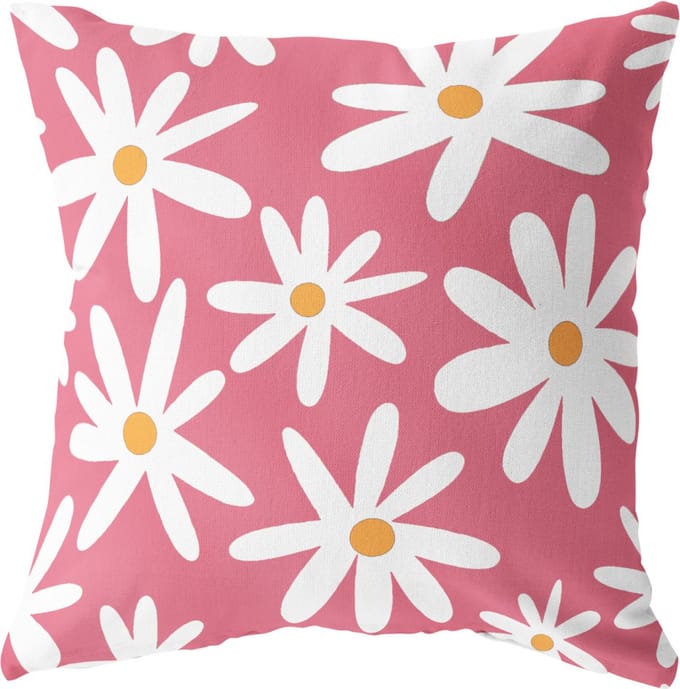 LABEL-R Buitenkussen margrietjes roze