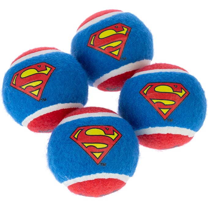Warner Bros™ DC Superman tennisbal set 4 stuks (Ø6.3cm elk) hondenspeeltje