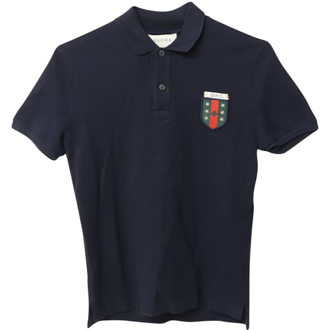 Gucci Web Crest Logo Polo Shirt van Zwarte Katoen