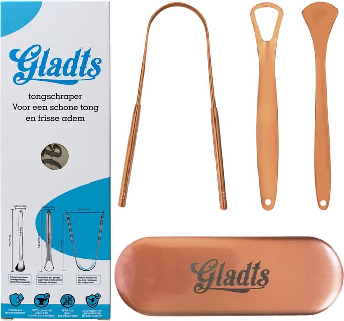 Gladts Tongschraperset – RVS – 3 tongschrapers met opbergcase