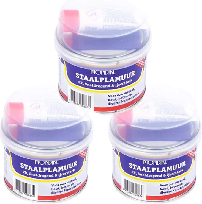 MONDIAL Staalplamuur 240GR + 10GR verharder - 3 stuks
