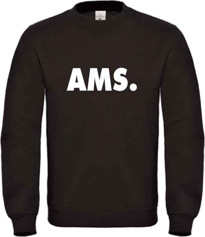 Sweater zwart S AMS. witte opdruk - soBAD. | Amsterdam | Unisex | Sweater heren | Sweater Dames