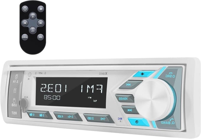 Marine Stereo Receiver - Boot Radio - Muziek Afspelen - Ingebouwde Bluetooth - Single Din - Wit