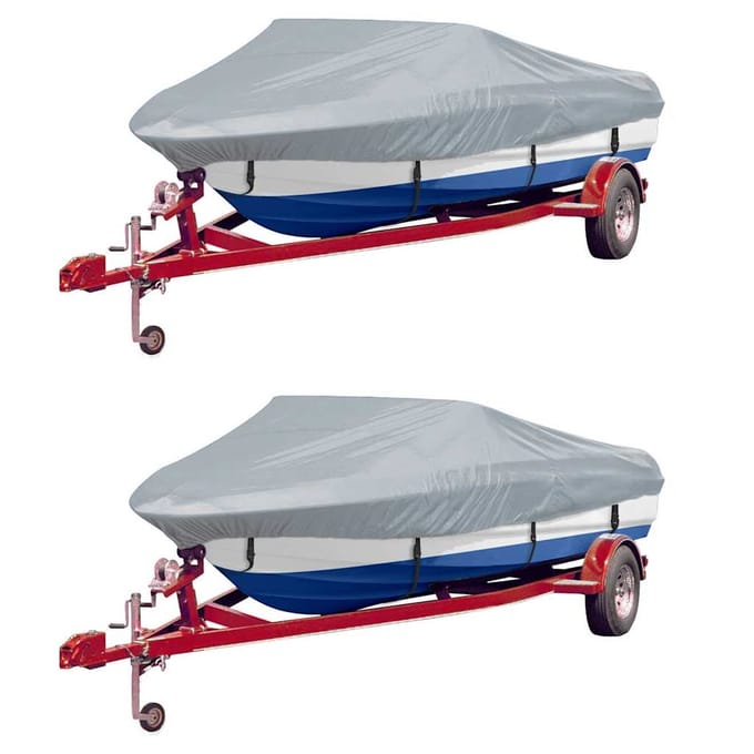 Bâches de bateau 2 pièces Gris Longueur 610 671 cm Largeur 254 cm