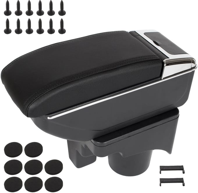 Modecar - Armsteun met Opbergruimte - VW Golf V 2003-2009 - Zwart - Bevestigingskit Inclusief