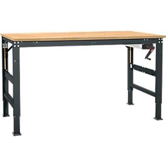 Werktafel Ergo K, met zwengel,  2000 x 800 mm, tafelblad multiplex, antraciet