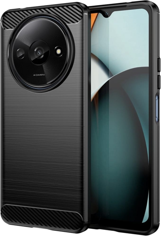 Hoesje geschikt voor Xiaomi Redmi A3/A3x - Techsuit Carbon Silicone Back Cover - Zwart