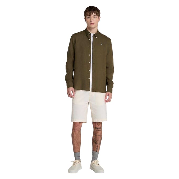 Timberland Heren Linnen Relaxed Fit Overhemd (Bladgroen)