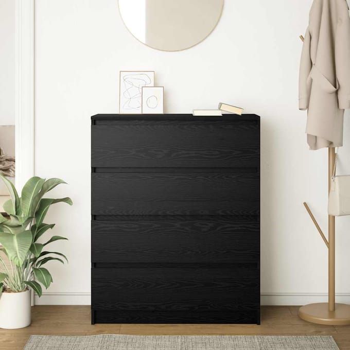 vidaXL - Dressoir - 80x35x99 - cm - spaanplaat - zwart - eikenkleurig