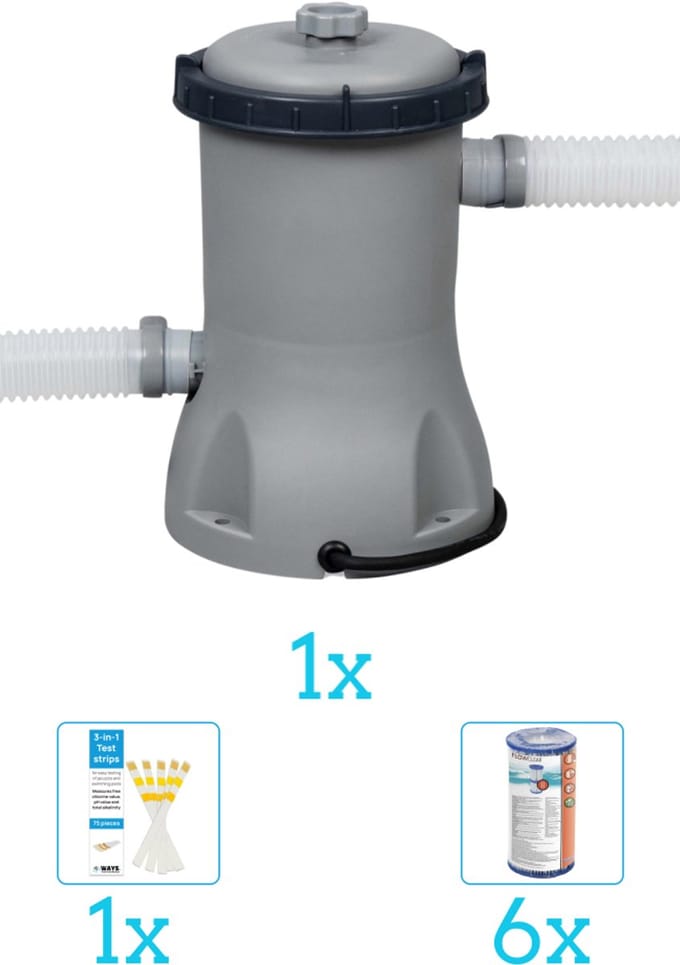 Bestway Flowclear - 2006L/530gal Filter Pomp inclusief Filter (6 stuks) en Testrips